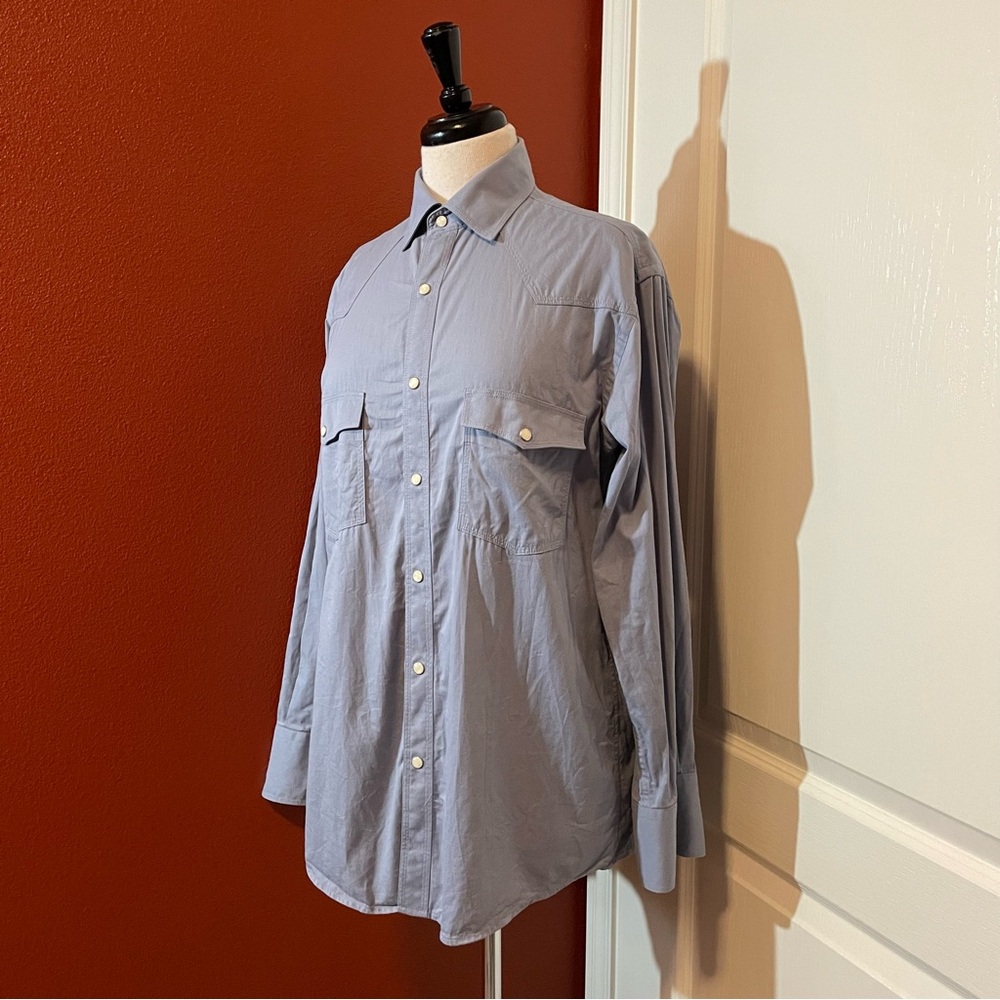 Schaefer Outfitter Men’s Blue Western Pearl Snap Long Sleeve Cotton Shirt‎